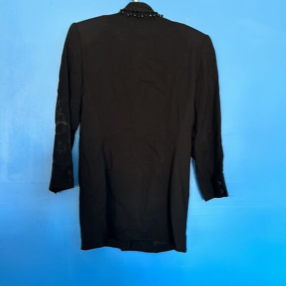En Route Vintage Black Beaded Dinner Jacket Shawl Collar Size Petite - Picture 2 of 7